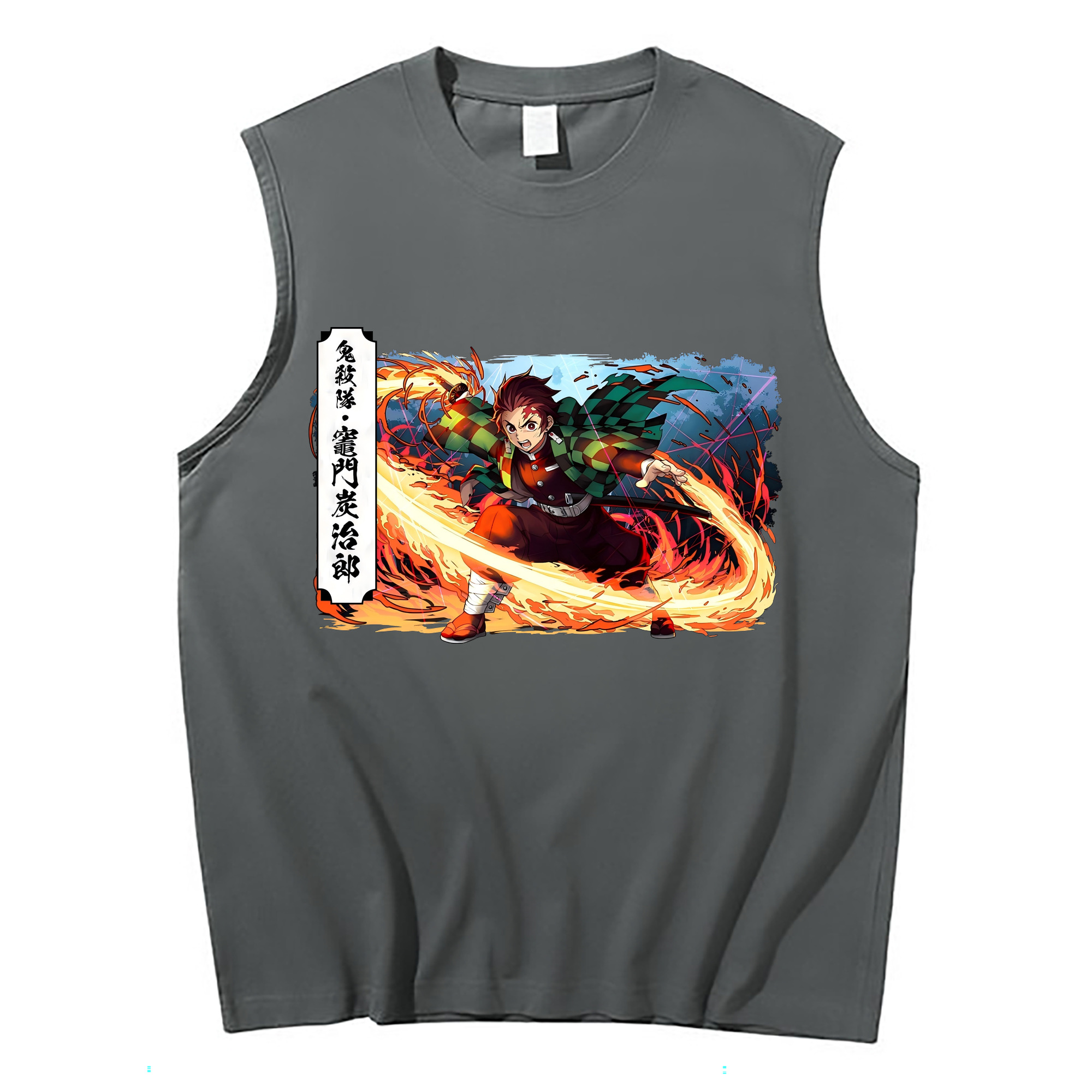 （画像用） 鬼滅の刃 竈門 炭治郎／かまど たんじろう Kamado Tanjirou コットン100％タンクトップ（フロントプリント）